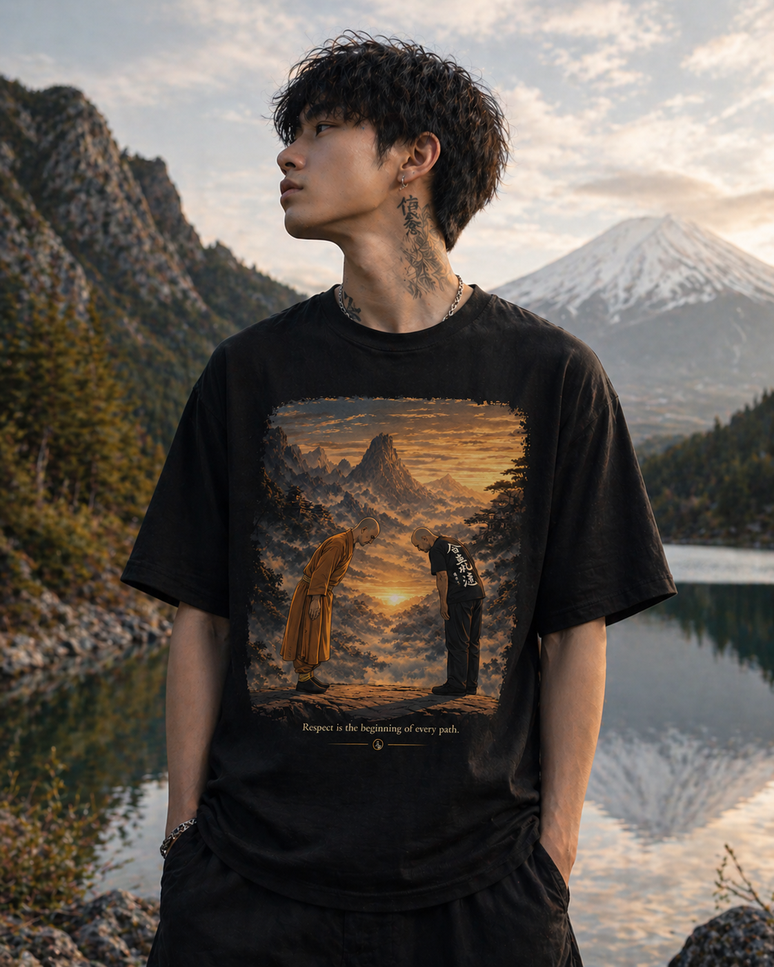T-Shirt –  Zen Aesthetic Unisex - Respect is the beginning of every  path (HD07)