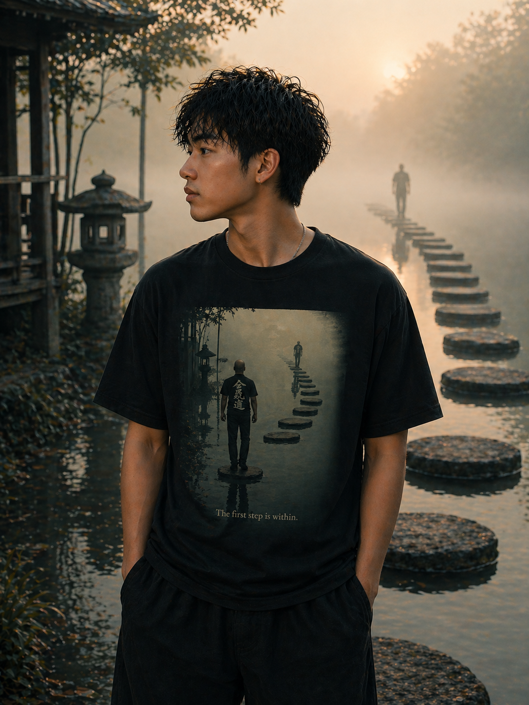 T-Shirt – Minimal Zen Aesthetic Unisex - The first step is within (HD07)