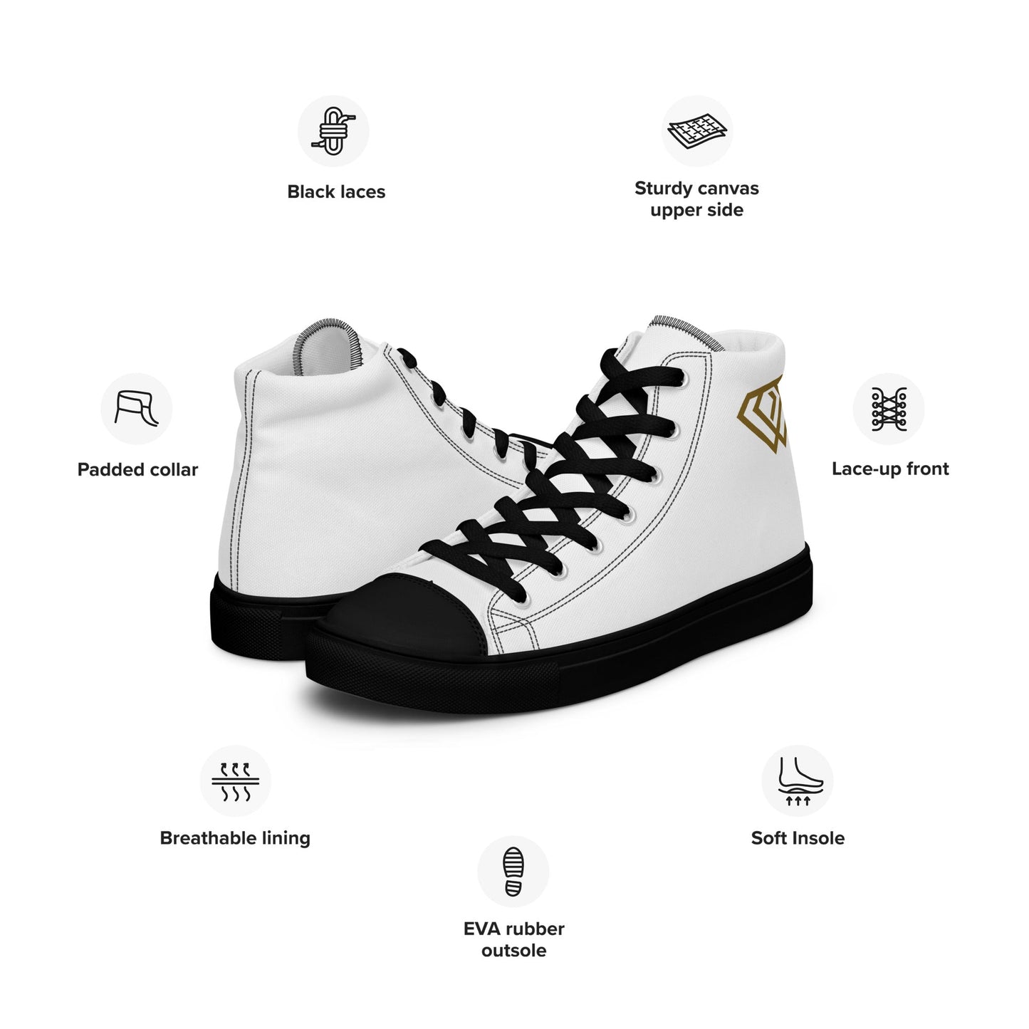 HD Men’s high top canvas shoes - Hustler Design