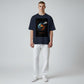 Hustler Design navy blue 100% cotton t-shirt with a graphic print of Earth fragmenting with a space shuttle flying past.